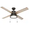 Hunter 52"  Loki Led Noble Bronze Ceiling Fan With Pull Chains In Brown