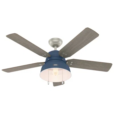 Hunter 52"  Mill Valley Indigo Blue Led Outdoor Ceiling Fan In Gray