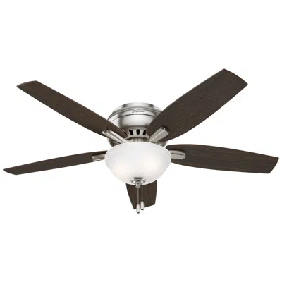 Hunter 52"  Newsome Brushed Nickel Lp Ceiling Fan With Led Light Kit In Black