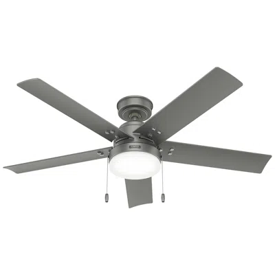 Hunter 52"  Sea Point Matte Silver Wet Rated Ceiling Fan With Led Light In Gray