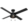 Hunter 52"  Spring Mill Led Damp Rated Matte Black Fan With Pull Chain In Black