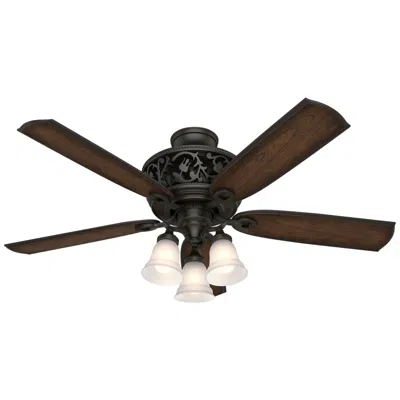 Hunter 54"  Promenade Bronze Led Ceiling Fan With Remote Control In Brown