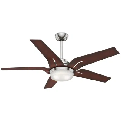Hunter 56" Correne Brushed Nickel And Coffee Beech Led Ceiling Fan In Brown