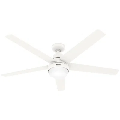 Hunter 60" Aerodyne Wi-fi Matte White With Porcelain White/light Oak Blades In Multi