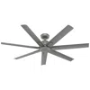 Hunter 60"  Downtown Matte Silver Damp Ceiling Fan With Wall Control In Gray