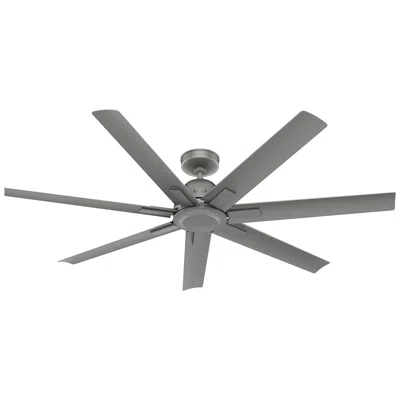 Hunter 60"  Downtown Matte Silver Damp Ceiling Fan With Wall Control In Gray