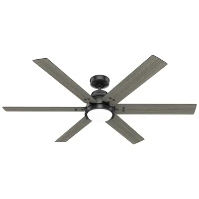Hunter 60"  Gravity Matte Black Led Smart Ceiling Fan In Gray