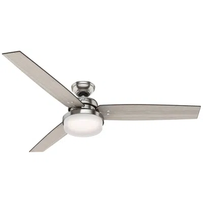 Hunter 60"  Sentinel Brushed Nickel Led Ceiling Fan With Remote In Gray