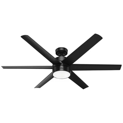 Hunter 60"  Solaria Matte Black Damp Rated Fan With Wall Control