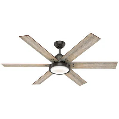 Hunter 60"  Warrant Noble Bronze Led Dc Ceiling Fan With Wall Control In Brown