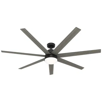 Hunter 70"  Phenomenon Matte Black Led Smart Ceiling Fan In Gray