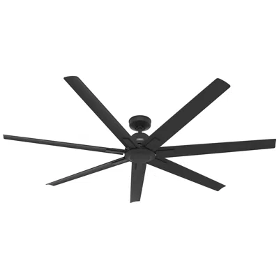 Hunter 72"  Downtown Matte Black Outdoor Ceiling Fan With Wall Control