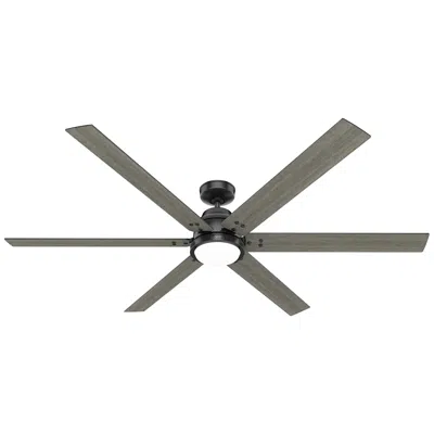 Hunter 72"  Gravity Matte Black Led Smart Ceiling Fan In Gray