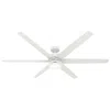 Hunter 72"  Solaria Led Damp White Ceiling Fan With Wall Control In White