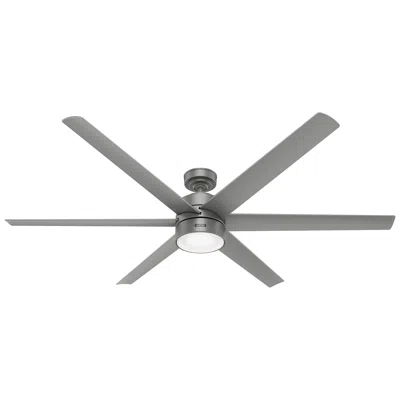 Hunter 72"  Solaria Silver Outdoor Rated Ceiling Fan With Wall Control In Gray