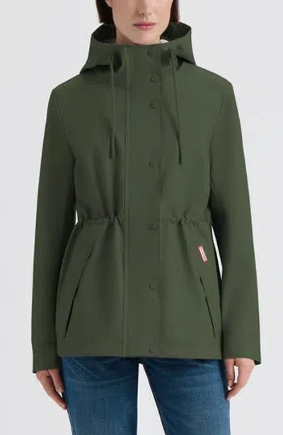 Hunter Abbey Short Rubberized Rain Jacket In Green