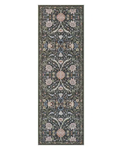 Hunter Abrabella Washable Non-slip Printed Chenille Runner Rug, 72" X 24" In Multi