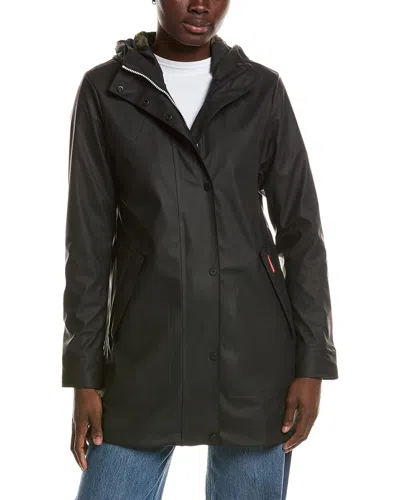 Hunter Acacia Rubberized Mid Length Rain Jacket In Black