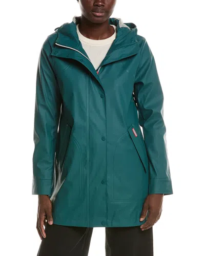 Hunter Acacia Rubberized Mid Length Rain Jacket In Green