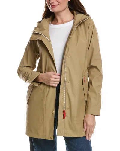 Hunter Acacia Rubberized Mid Length Rain Jacket In Brown