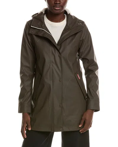 Hunter Acacia Rubberized Mid Length Rain Jacket In Green