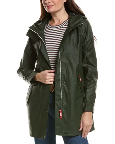 Hunter Acacia Rubberized Mid Length Rain Jacket In Green