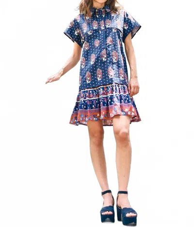 Hunter Addison Dress In Fall Floral Navy In Blue
