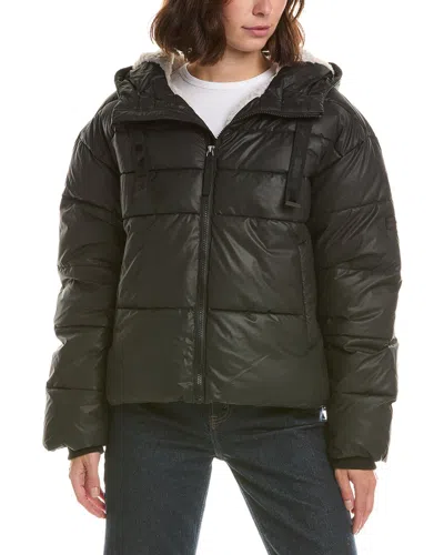 Hunter Admiral Coated Cropped Puffer Jacket In Black