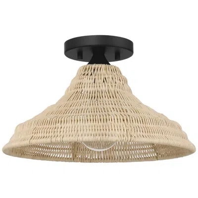 Hunter Agoura Matte Black 1 Light Medium Flush Mount Ceiling Light Fixture