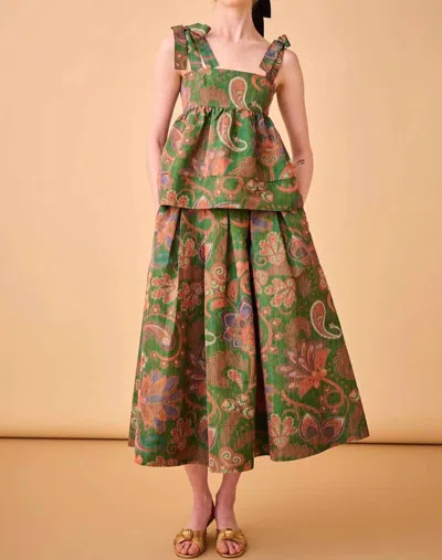 Hunter Alexis Skirt In Sage Ikat In Multi