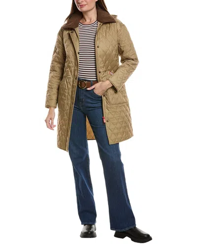 Hunter Alison Barn Inspired Diamond Quilt Hooded Coat In Nude