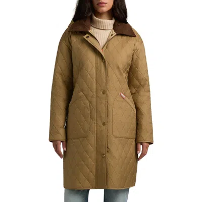 Hunter Alison Hooded Quilted Barn Coat In Brown