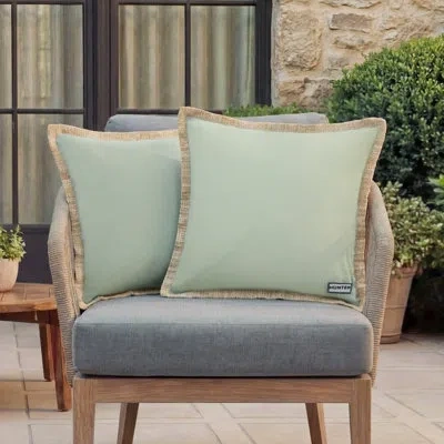 Hunter Amelia Square Outdoor Pillow Set In Sage Green