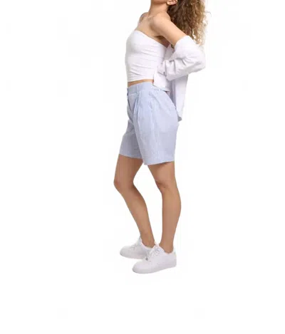 Hunter & Brown Stripe Bermuda Shorts In Parisian Blue