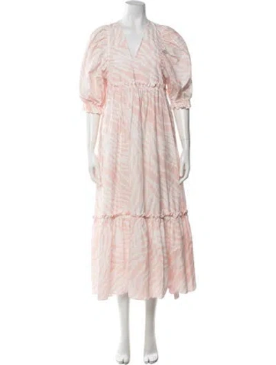 Pre-owned Hunter Animal Print Long Dress In Pink