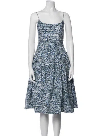 Pre-owned Hunter Animal Print Midi Length Dress In Blue
