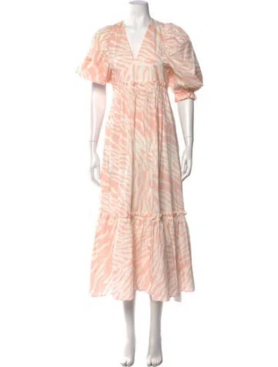 Pre-owned Hunter Animal Print Midi Length Dress In Pink