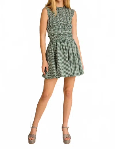 Hunter Anita Mini Dress In Green And White Gingham