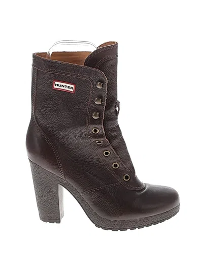 Pre-owned Hunter Ankle Boots In Brown