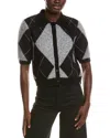 Hunter Argyle Short Sleeve Cardigan In Black