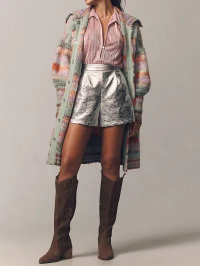 Hunter Ashton Crinkled Shorts In Silver