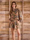 Hunter Ashton Pull On Short In Olive Floral In Brown