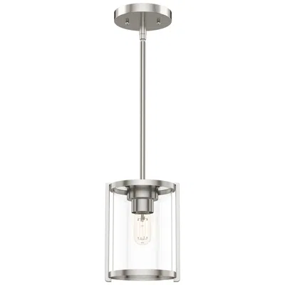 Hunter Astwood Brushed Nickel With Clear Glass 1 Light Mini Pendant Light