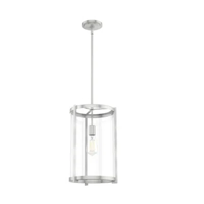 Hunter Astwood Brushed Nickel With Clear Glass 1 Light Pendant Light In Silver