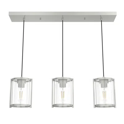 Hunter Astwood Brushed Nickel With Clear Glass 3 Light Cluster Light In Gray