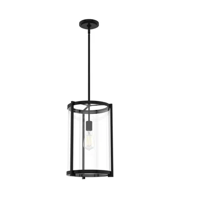 Hunter Astwood Matte Black With Clear Glass 1 Light Pendant Light Fixture