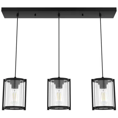 Hunter Astwood Matte Black With Clear Glass 3 Light Cluster Light