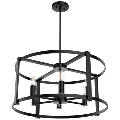 Hunter Astwood Matte Black With Clear Glass 6 Light Chandelier