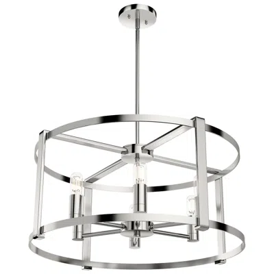 Hunter Astwood Polished Nickel With Clear Glass 6 Light Chandelier In Silver