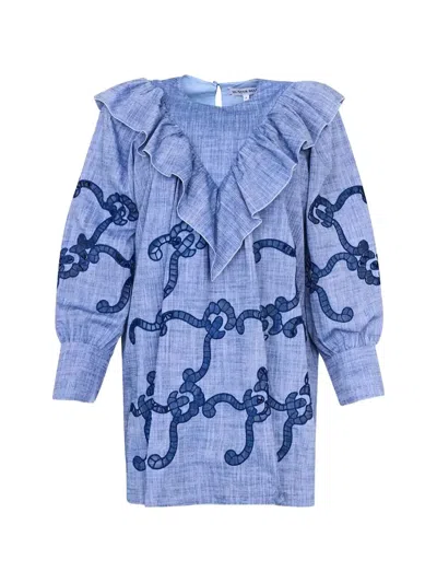 Hunter Azalea Ruffled Mini Dress In Blue